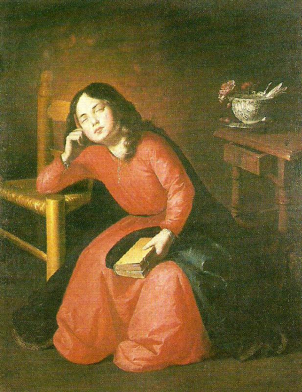 Francisco de Zurbaran the girl virgin asleep Sweden oil painting art
